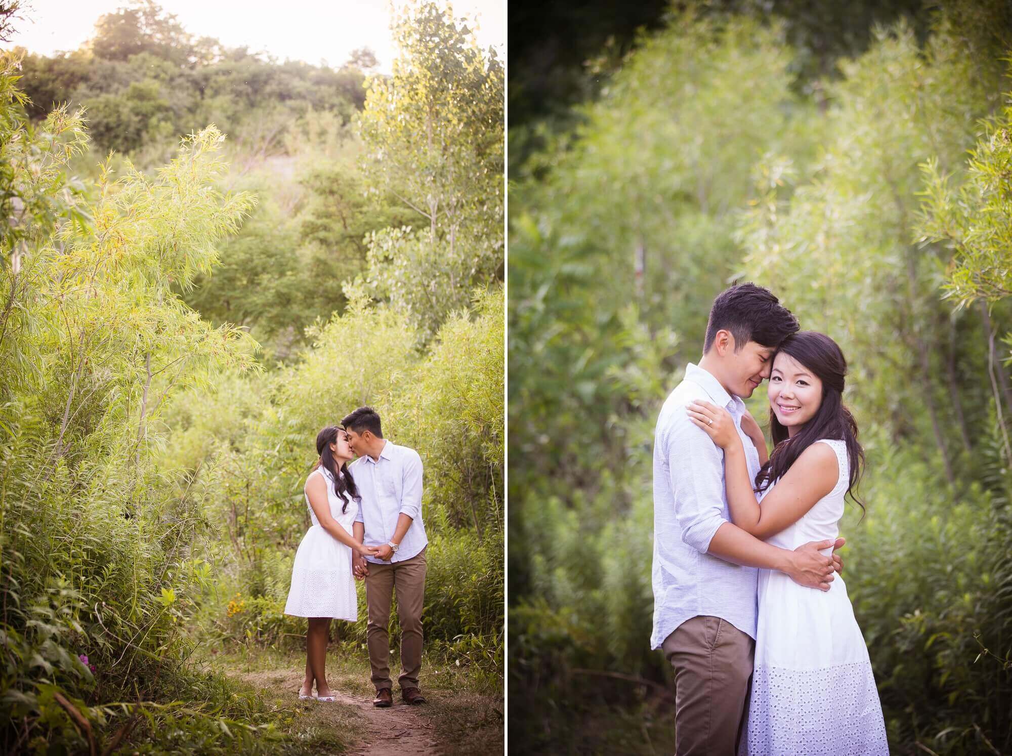 Couple posed at a beautiful Toronto park for an engagement session 