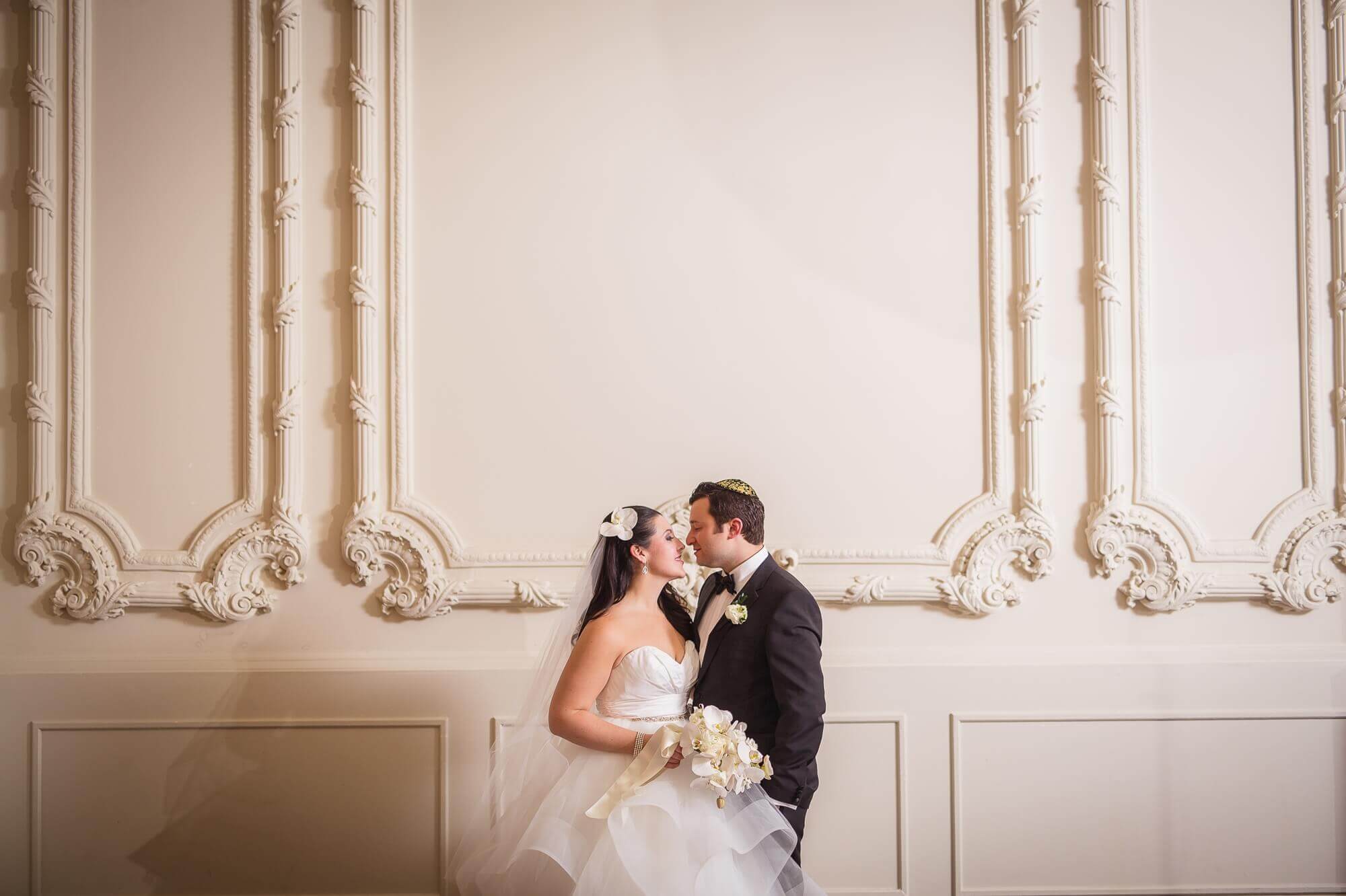 Simplistic, intimate portrait of the bride and groom at the Omni King Edward Hotel in Toronto