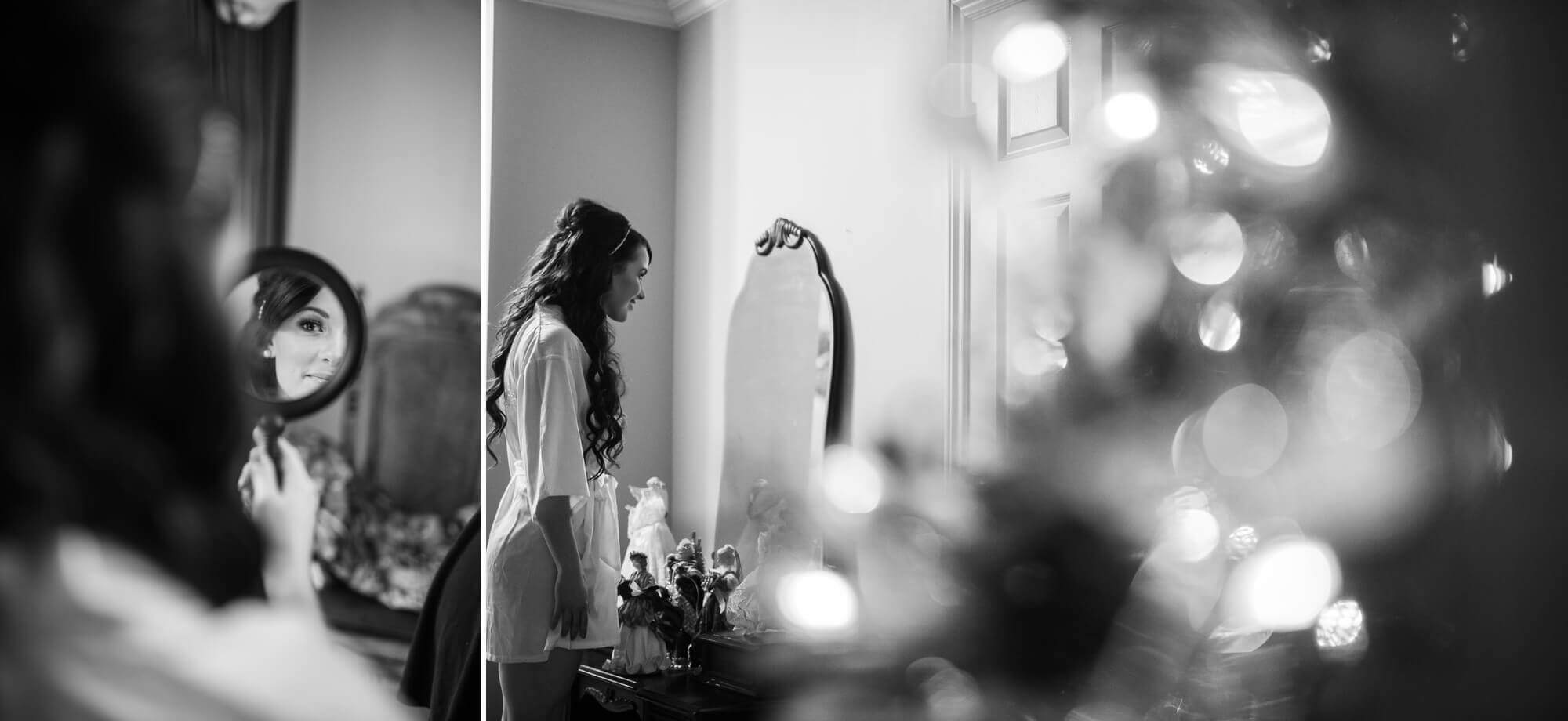 Black and white details of the bride getting ready in a Toronto home