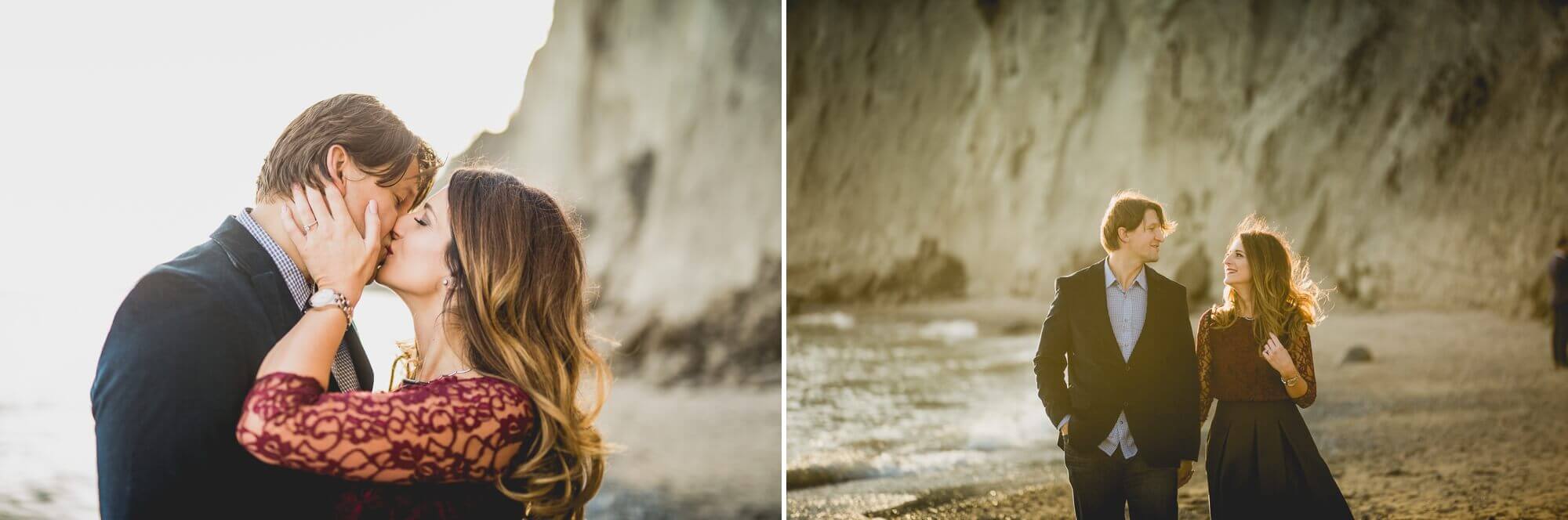 Romantic walk at Scarborough Bluffs for an engagement session in Toronto