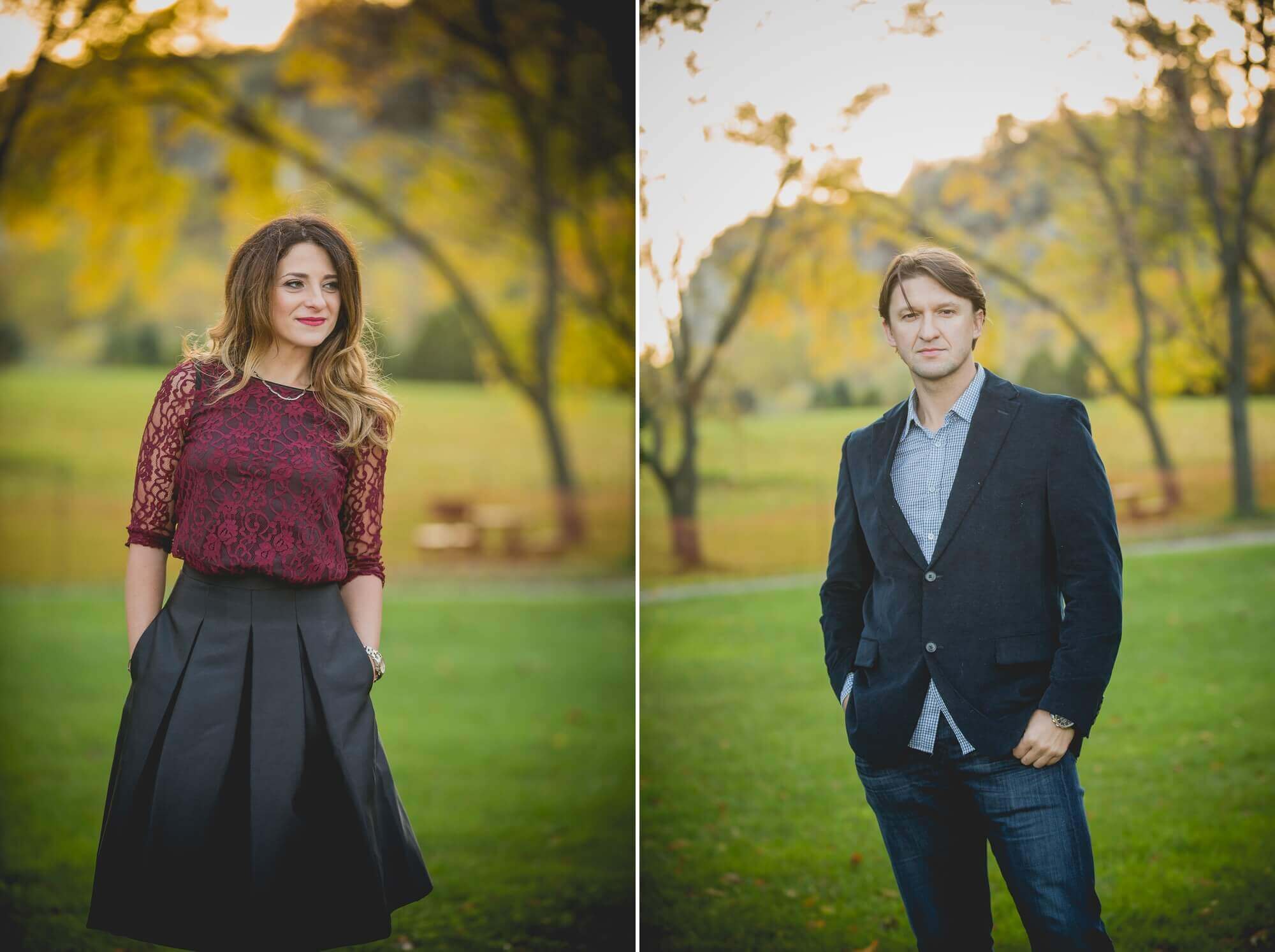 Simple and elegant portraits of the engaged couple at Scarborough Bluffs in Toronto