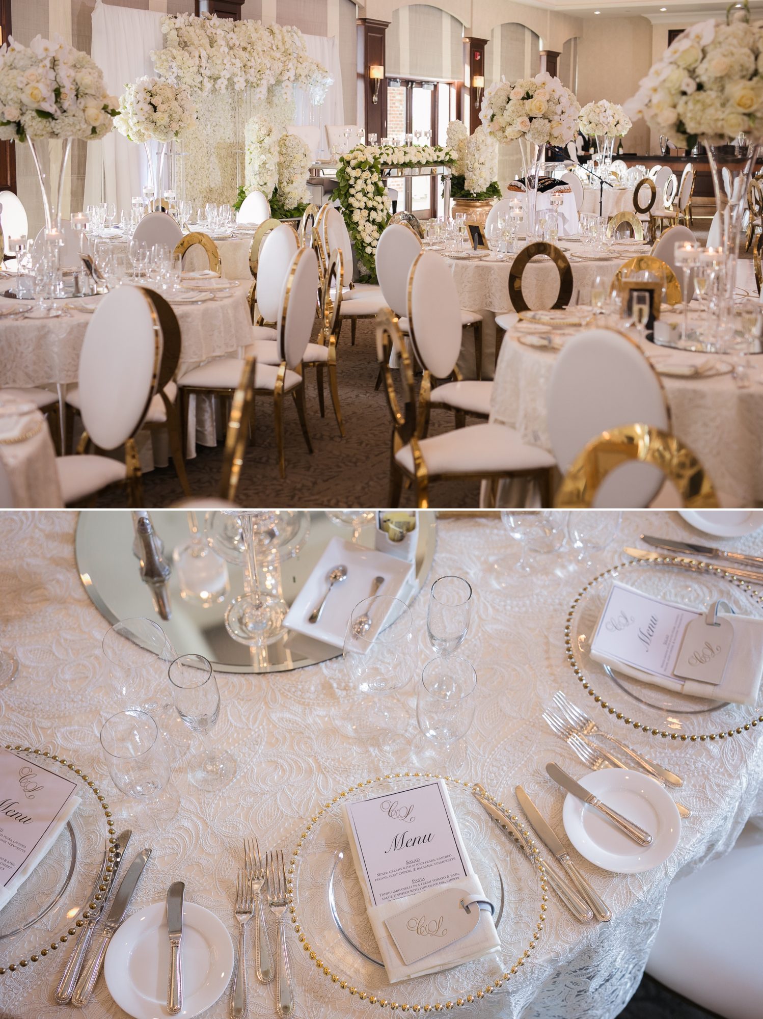 details of table decorations and venue