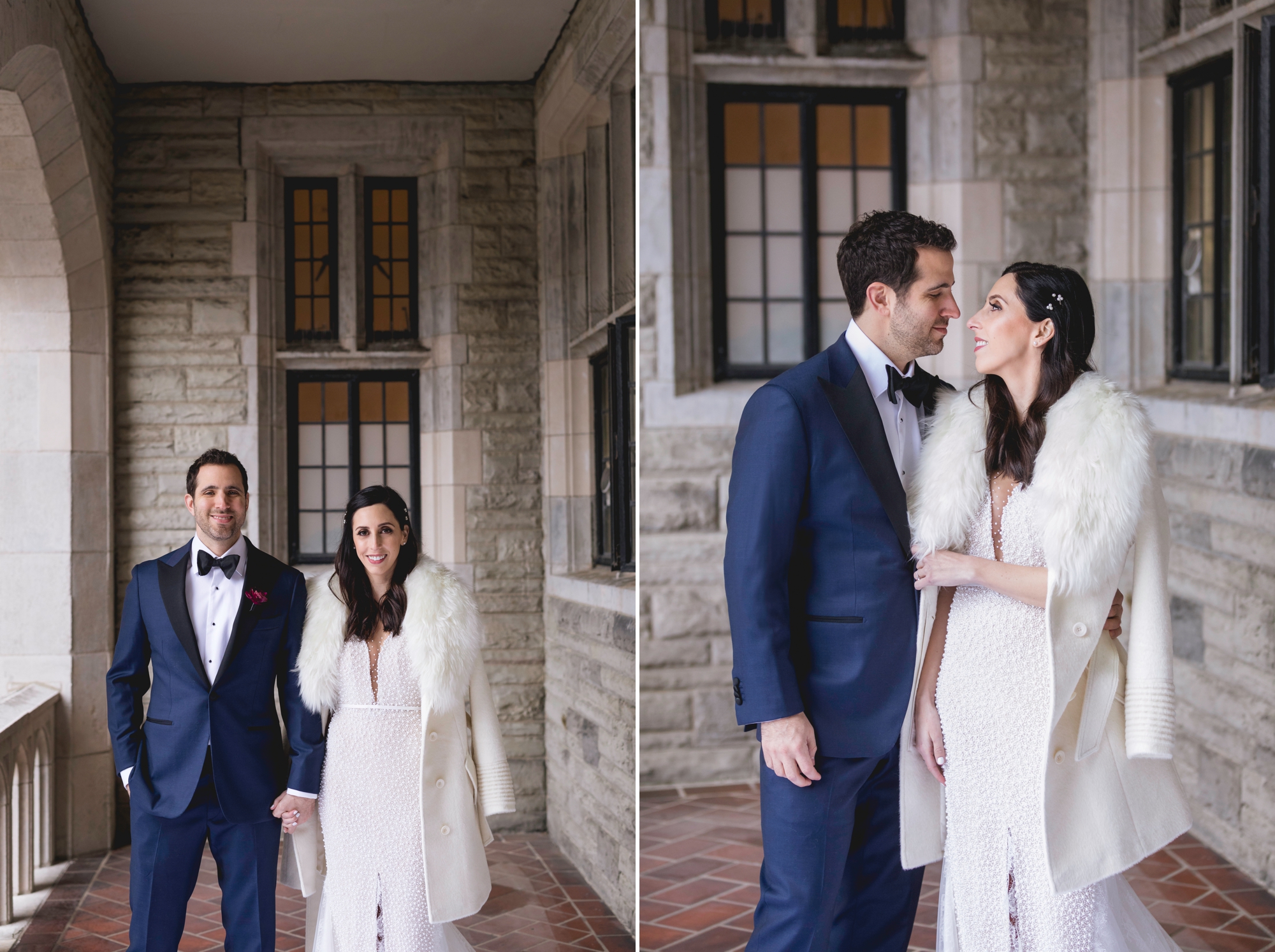 Outside portraits of the bride and groom at Casa Loma in Toronto