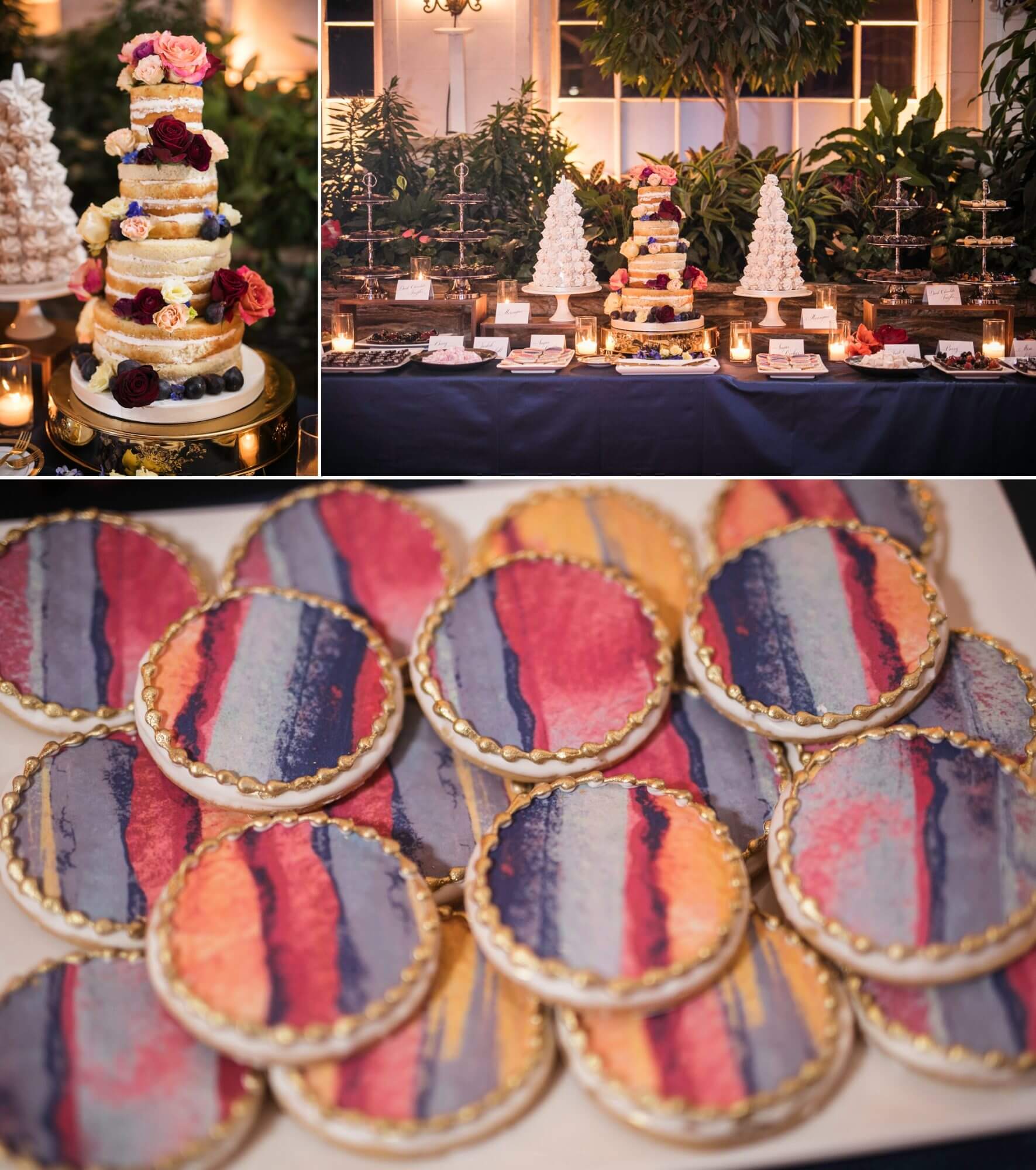 Details of the wedding cakes and cookie desserts at Casa Loma in Toronto