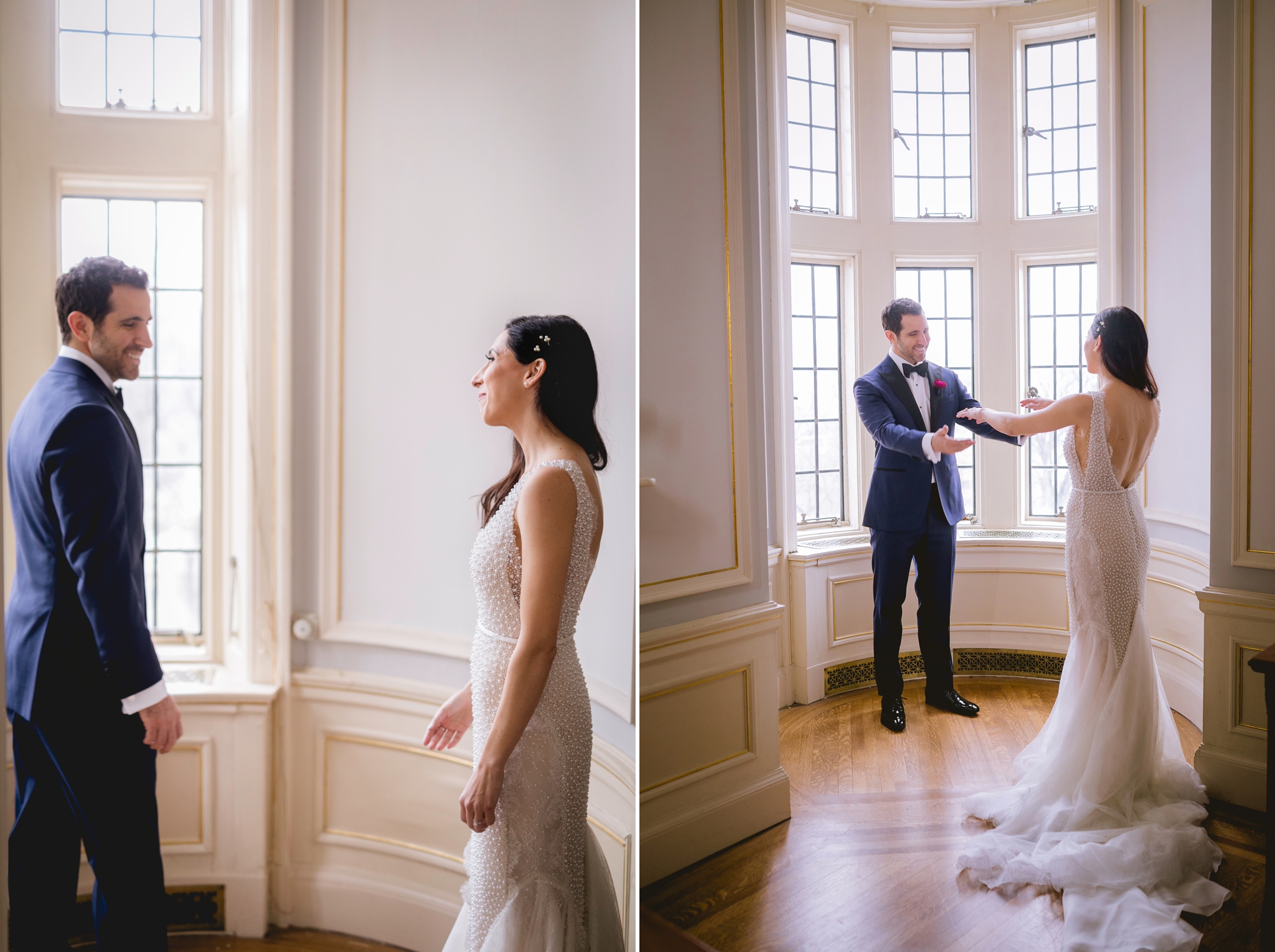 Bride and Groom first look at Casa Loma in Toronto
